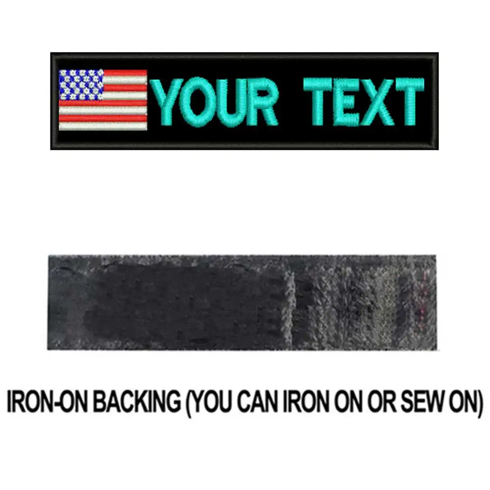 sky blue iron on Пользовательские флаг США армии военные имя патчи персонализированные железные на крючок подложки - Цвет: sky blue iron on