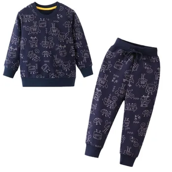 

Casual Baby Boys Clothes Set Kids Winter Clothes Cartoon Robot Print Cotton Clothes Set for Boys Sweatshirts Pants for Kids