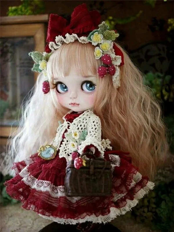 DIY 5D алмазная картина "мультяшная кукла" полная Алмазная вышивка крестиком круглая Алмазная картина украшение дома - Цвет: Бургундия