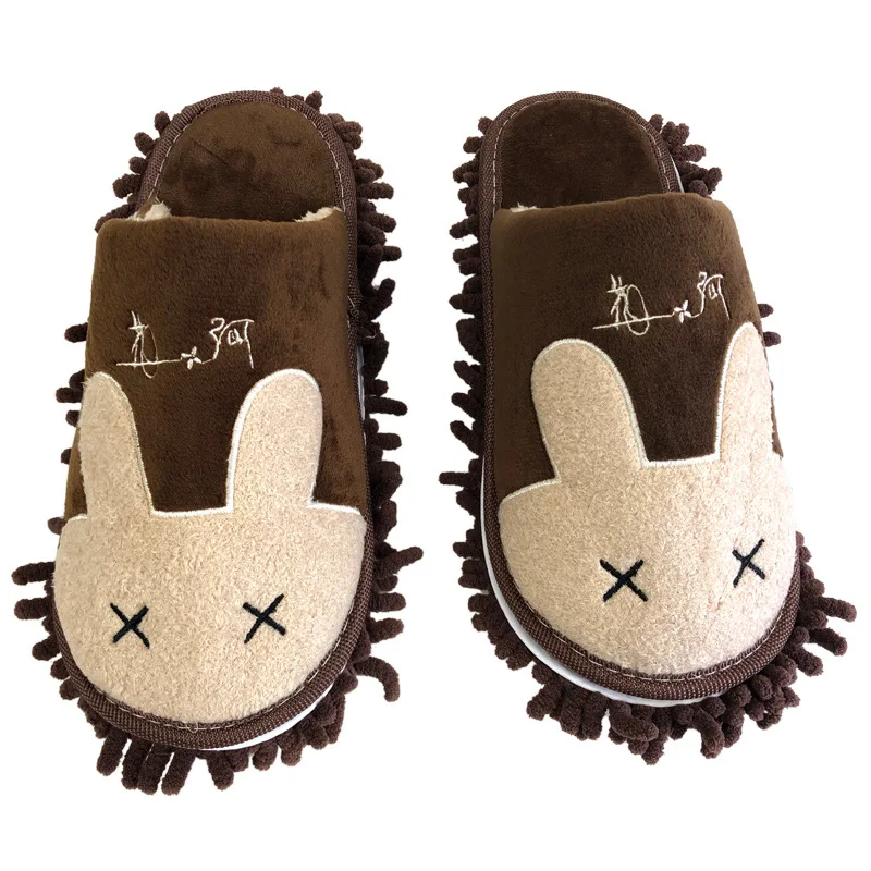 Floor Slippers rabbit Mop For Wash Household Thickened Rriped Double-layer Removable Washable Chenille Lazy Floor Household