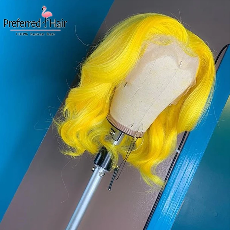 Предпочтительные Бразильские короткие человеческие волосы парики предварительно сорвал волнистый парик remy Волосы Кружева передние человеческие волосы парики для черных женщин
