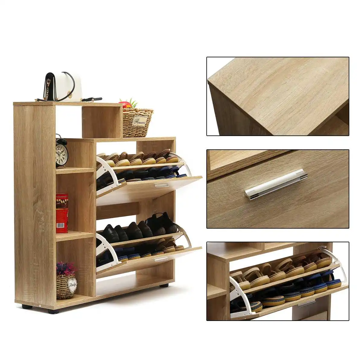 

2 Layers Dustproof Shoe Rack Large Wood Shoe Stands Organizer Shoes Storage Home Shoes Rack Holder Shelf Cabinet