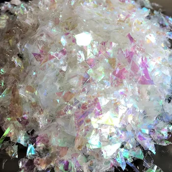 

50g Crushed Fluorescent Glass Paper Clear AB Color DIY Nail Snowflakes Irregular Cut Paillette Nail Art Sequins mermaids flakes