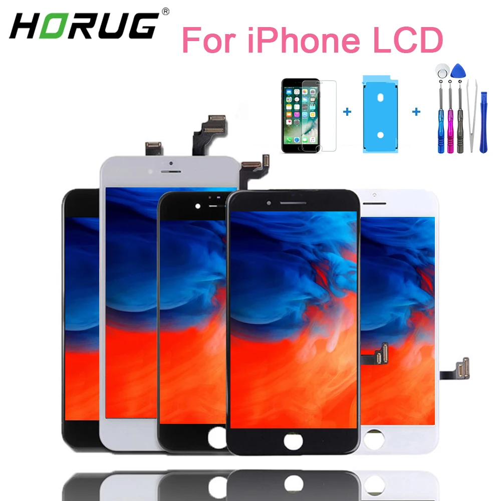 

HORUG Original LCD For iPhone 4S 5 5S 6 6S 7 8 Plus X Screen LCD Display Digitizer Assembly Repalcement Screen No Dead Pixel
