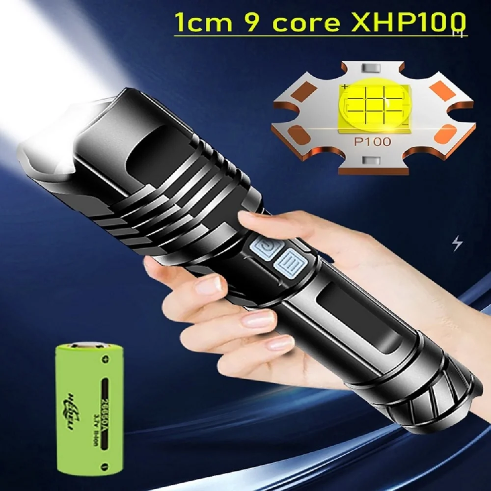 Новый тактический фонарик XHP100 XHP90 мощный светодиодный перезаряжаемый 18650 фонарь