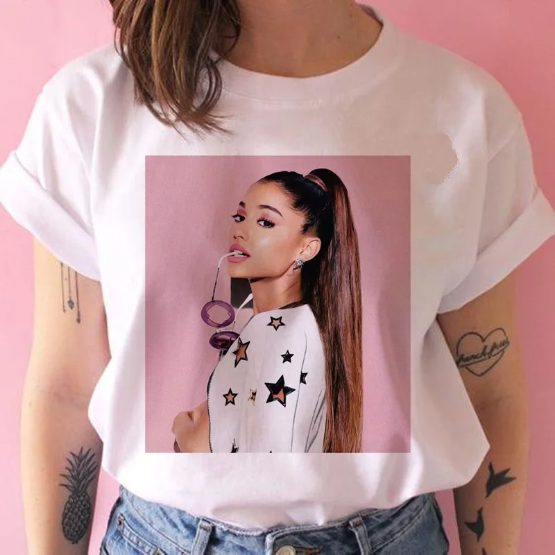 ariana grande T Shirt Women Hip Hop Tops ulzzang Casual tshirt harajuku kawaii 90s t-shirt female O-Neck T-Shirt Women