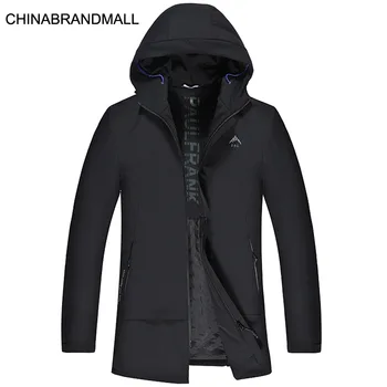 

Windbreaker Male Long Money With Cap 2020 Fat Man Plus Cotton Coat Leisure Solid Color Plus Fat Plus Size