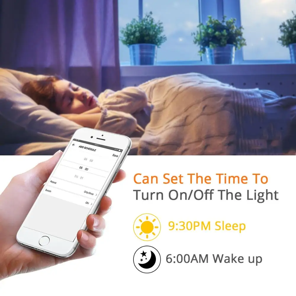 Умная лампа Wi-Fi приложение Голосовое управление смарт-лампы, совместимые с Amazon Alexa и Google Home 15 Вт Диммируемый светодиодный свет для спальни