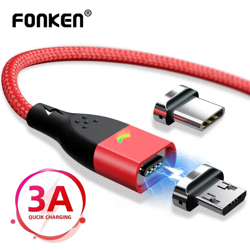 FONKEN 3A USB C кабель 4Pin Магнитный Быстрая зарядка передача данных для iphone зарядное