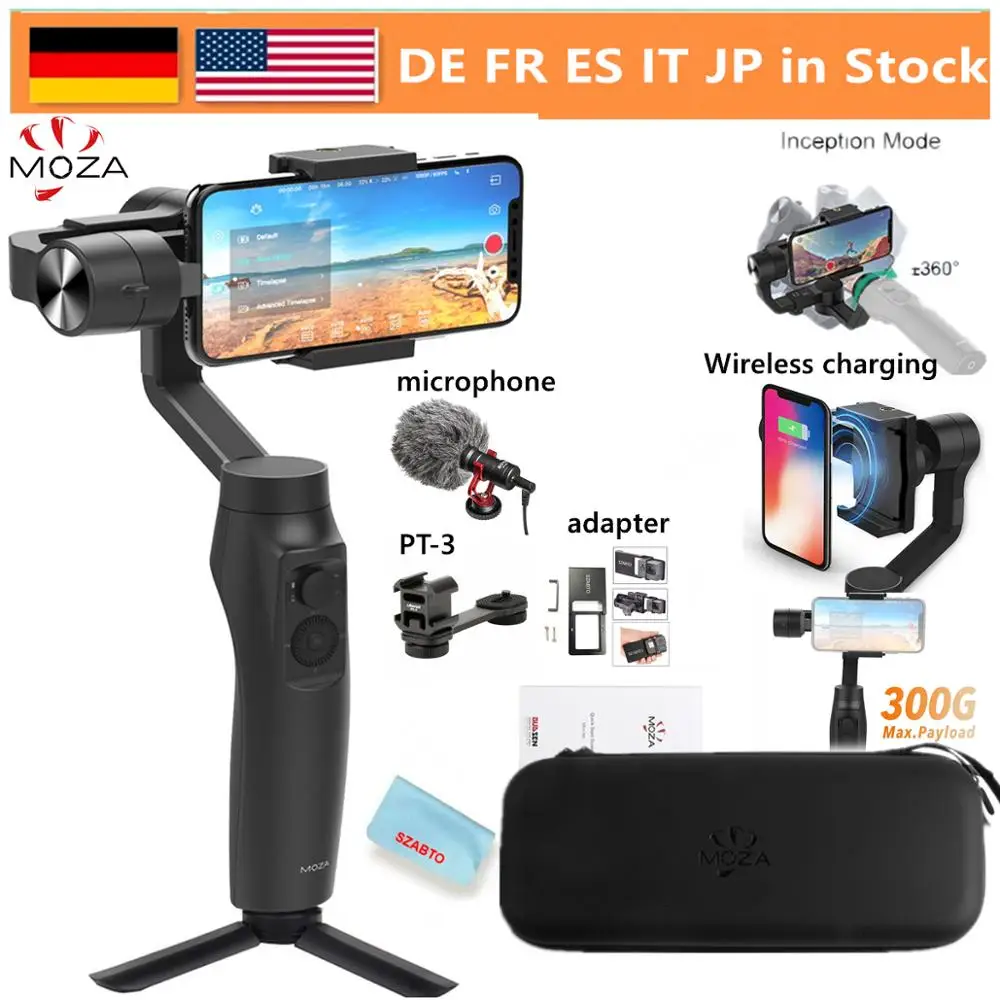 Billige Moza Mini Mi Vlog 3 Achse Smartphone Drahtlose Lade Gimbal Stabilisator für iPhone 11 X 8 huawei Samsung Galaxy Playload 300g