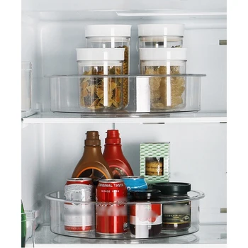 

360 Rotation Cabinet Organizer 12 Inch Spice Drink Cosmetic Storage Rack PET Transparent Turntable for Kitchen Bathroom
