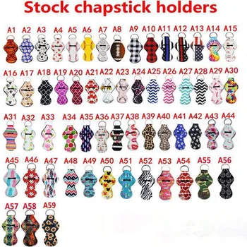 

Monogram 25pcs/lot Neoprene Keychain Chapstick Holder Lip Balm Holder Vinyl Blanks 59 Styles