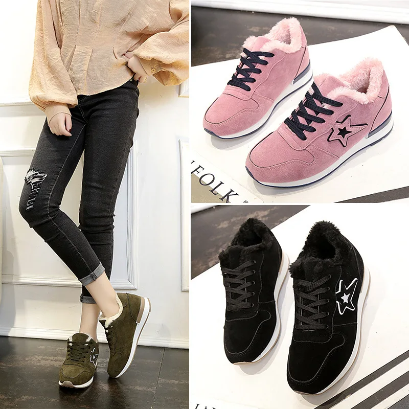 

Cotton-padded Shoes Women's Winter Warm plus Velvet Fur Sports Footwear Harajuku Korean-style Fashion Running Cortez Women's