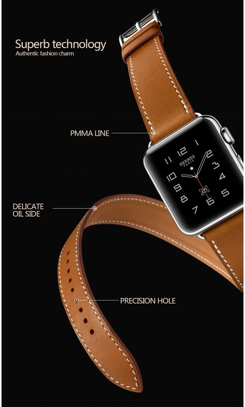 Длинный мягкий кожаный ремешок для Apple Watch Iwatch серии 4 3 2 1 40 мм 44 мм 38 мм 42 мм двойной тур Браслет ремешок для умных часов