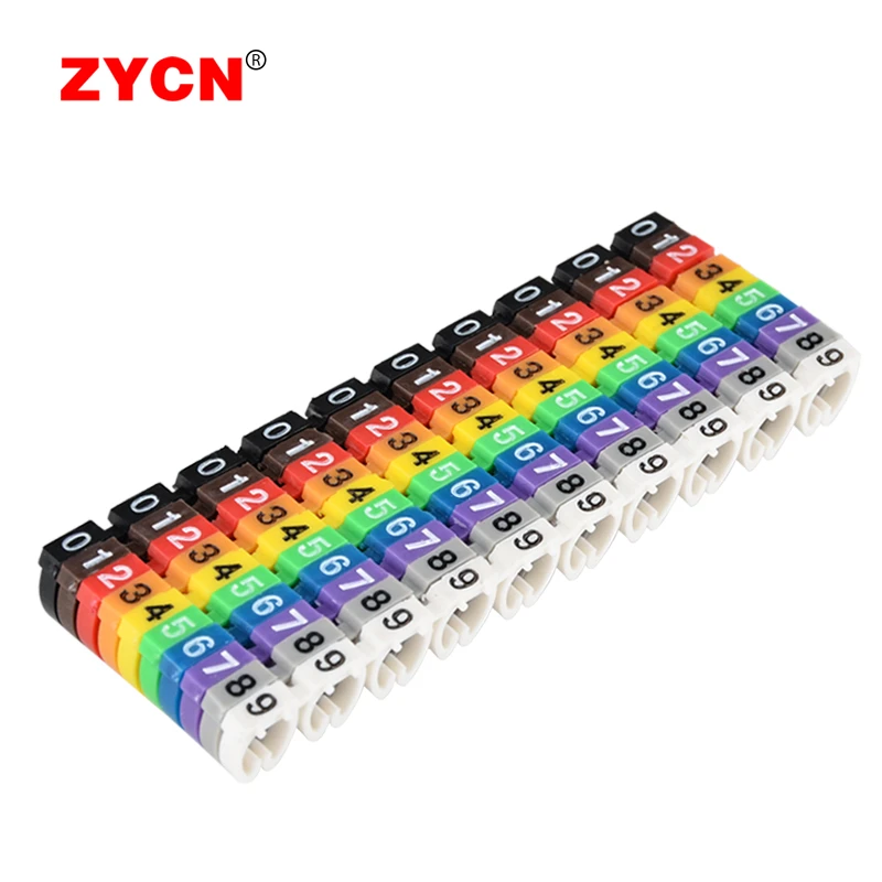 100/150PCS Plastic Cable Marking Label Color Digital Number 0 To 9 Tube  Wire C-Type 0.75/2.5/4/6mm PVC Sleeve Insulation Tag