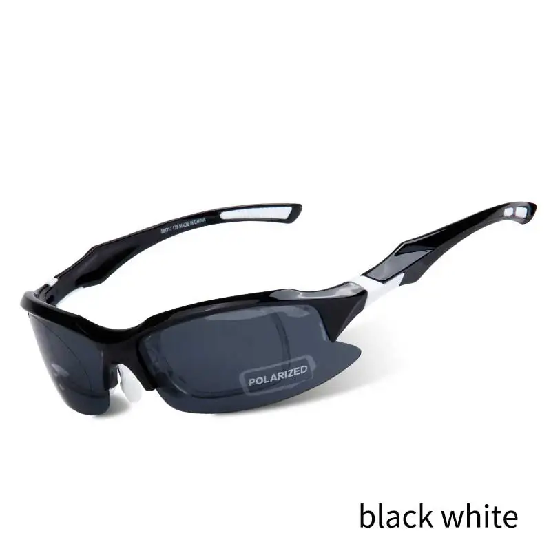 black white Поляризационные мужские и женские солнцезащитные очки, очки для вождения, ветрозащитные мужские солнцезащитные очки, фирменный дизайн, спортивные очки UV400 - Цвет оправы: black white
