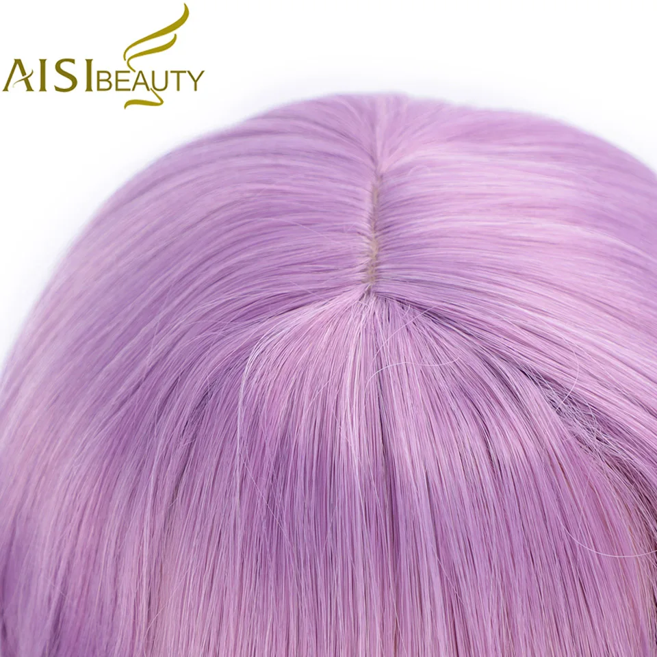 AISI BEAUTY фиолетовый розовый волна воды короткие синтетические парики для женщин накладные волосы с челкой термостойкие афро-американские