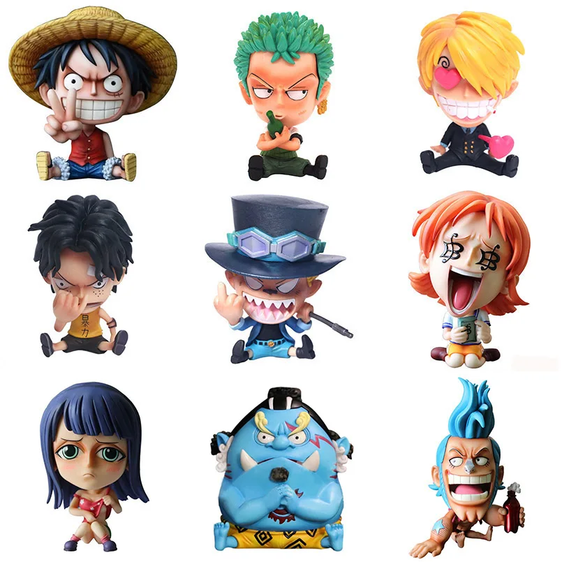 Японское аниме one piece Q Version Roronoa Зоро, Луффи Санджи Брук нами франки Чоппер ПВХ Фигурки игрушки украшение автомобиля игрушки