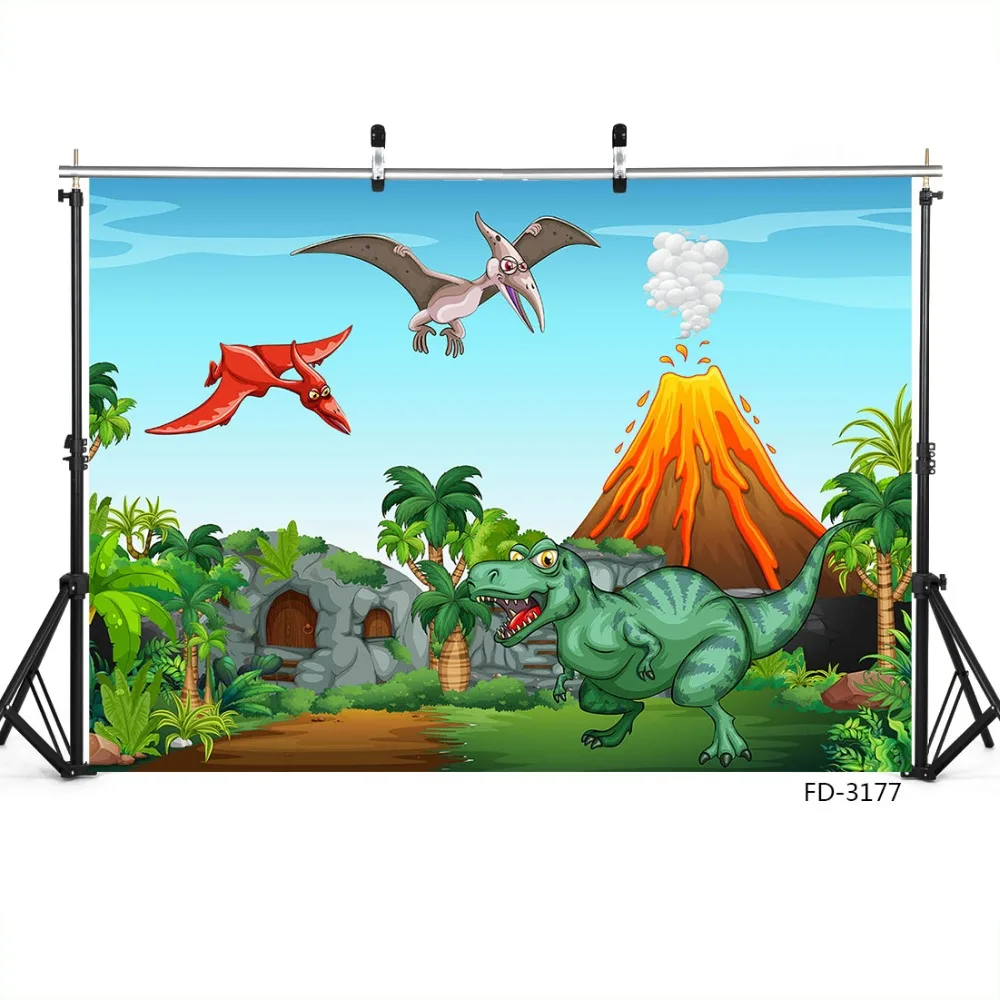 Brave dinosaur in the forest party decor  backdrop for photoshoot studio props 