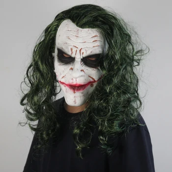 

Halloween Batman Joker Masks Cosplay Horror Scary Clown Mask with Green Hair Carnival Party Cosplay Props