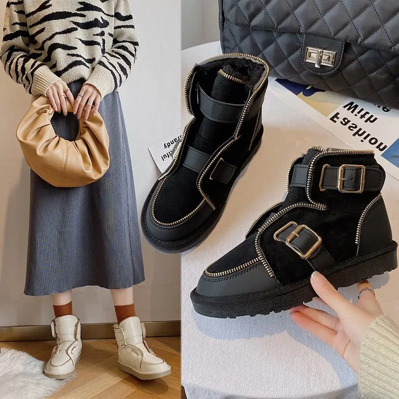 Women Boots 2021 Retro Hot Sale Boot Female Non-Slip Ankle Winter Shoes Large Size 2021 Women's Ankle Boots Zapatos De Mujer