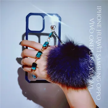 

DIY Glitter Jewelled Hairball Protection Phone Case on For iPhone 11 Pro Max 8 7 Plus Xr XsMax X Xs SE 12 Pro Max