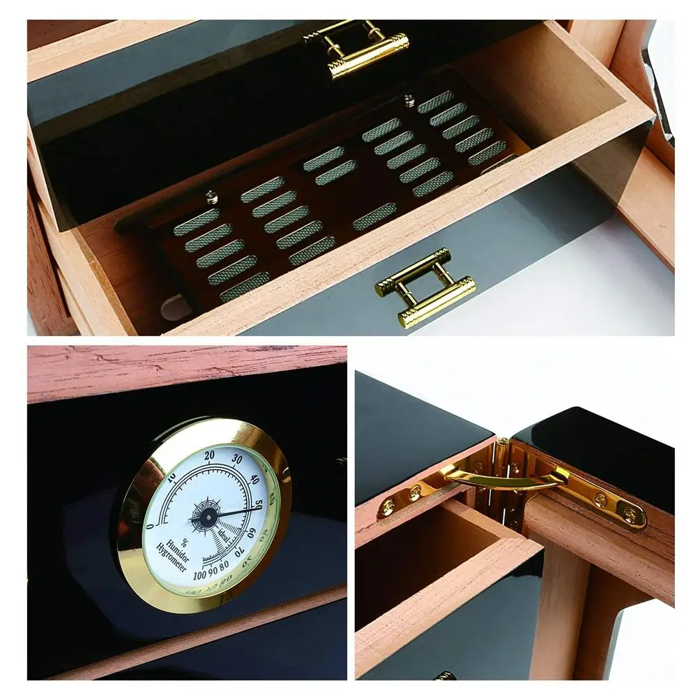 Деревянный Средний шкафчик для хранения сигар "humidor" Дерево кедра с подкладкой 4 слойные ящики приличная сигарная коробка набор включения увлажнитель гигрометр