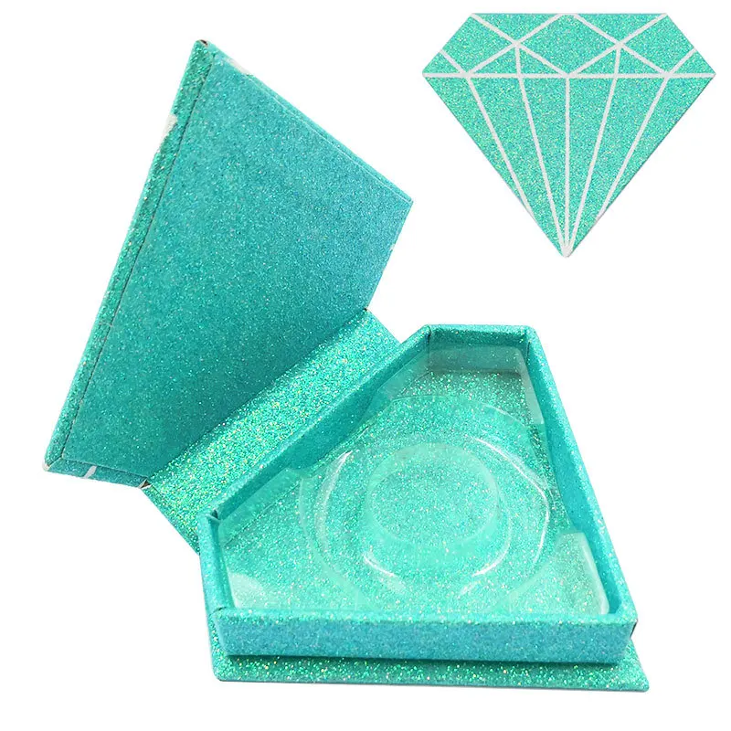 3D Eyelahes алмаз Форма упаковочная коробка 3DMink мех шелковые ресницы - Цвет: Glitter Sky Blue L