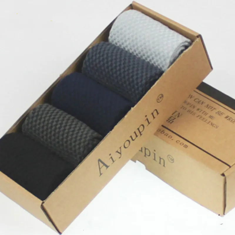 5 пар, мужские носки из бамбукового волокна, стандартные, одноцветные, брендовые, новые, повседневные, деловые, мужские, Подарочная коробка, наборы, носки, размер 42 - Цвет: With box