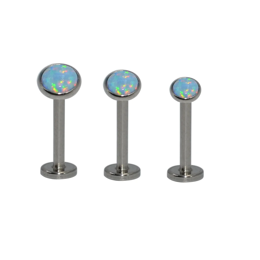 1pcs Surgical Steel Opal Stone Nose Screw Stud Labret Helix Ring Lip Bar Stud Ear Cartilage Tragus Earring Piercing Body Jewelry