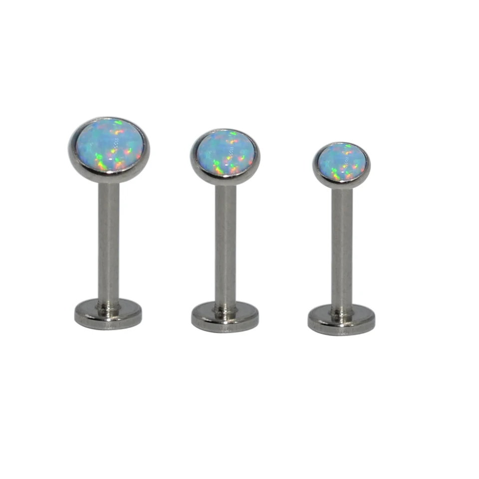 16-20g Piccolo Piercing Senza Filo 2/2,5/3 Mm Opale Bianco, Labret Senza Filo, Labret In Opale, Parte Posteriore Piatta, Anelli Per Il Naso, Anelli Per Le Labbra, Acciaio Intero - Italia - Foto 10