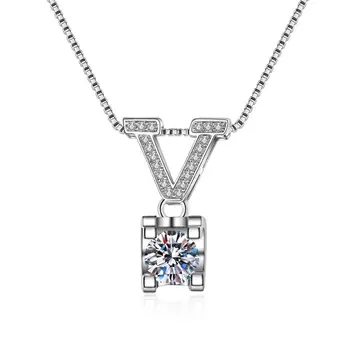 

New 6.5MM Four Prong Zircon Necklace Women's V-Type Clavicle Chain Adjustable Size