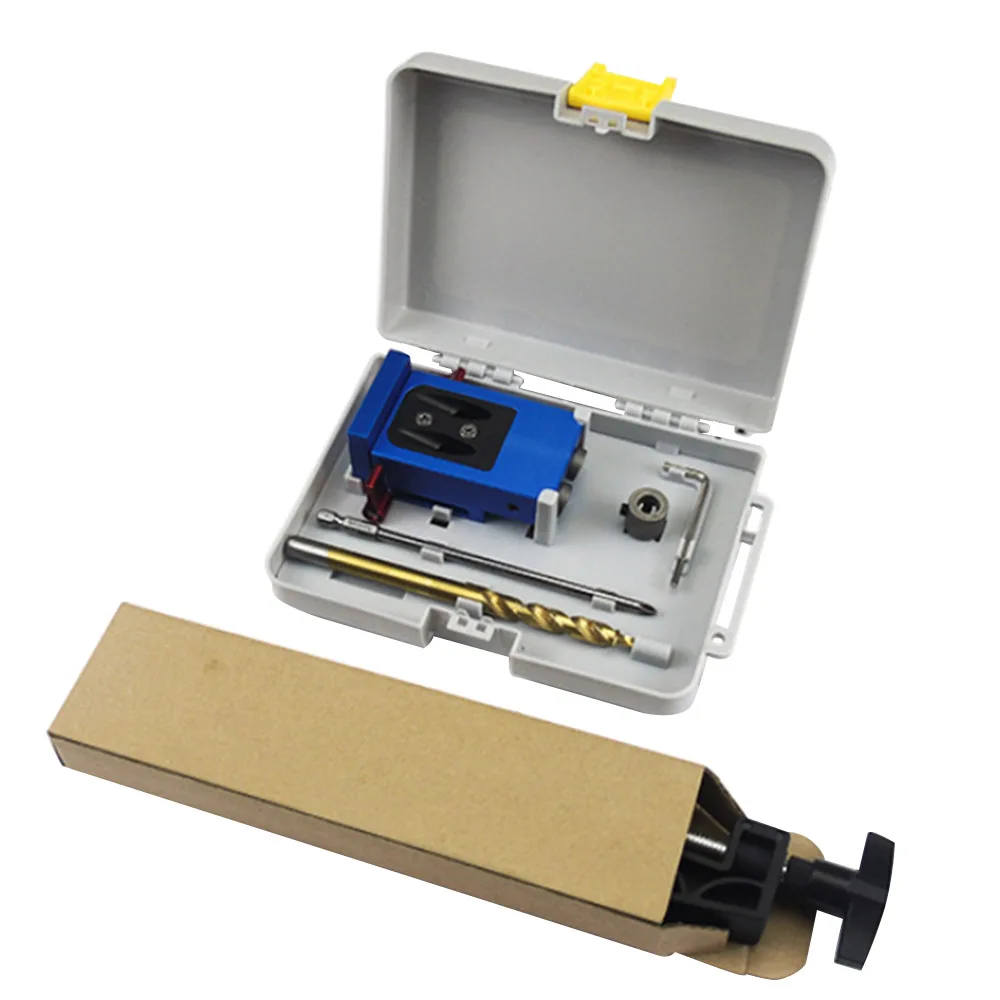 Pocket Hole Drilling Jig Kit Woodworking Oblique Drill Guide Set Anodizing Aluminum Alloy Blue Positioner Locator Tools