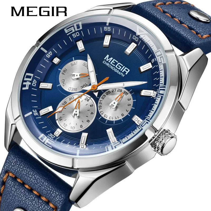 

Mei gainer megir Calendar Week MEN'S Watch Large Dial Quartz Watch 2072