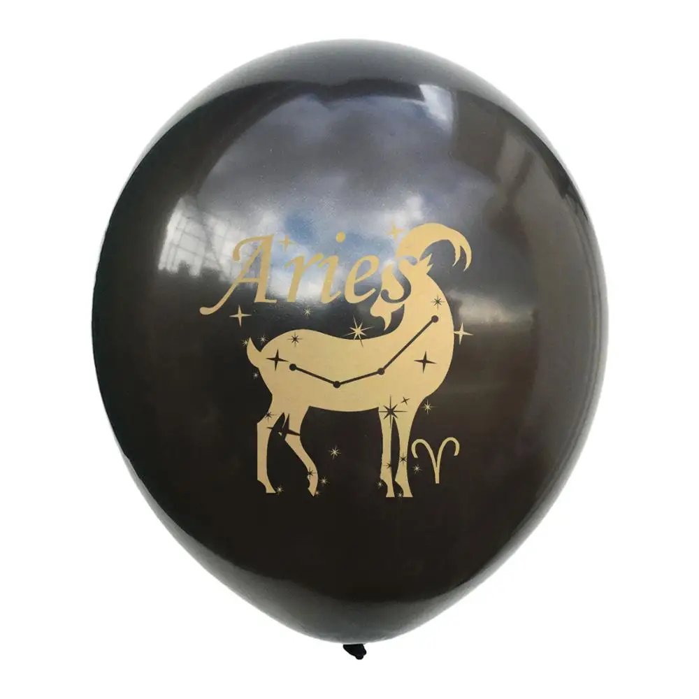 Aries black 10 шт Созвездие День Рождения шар Черное золото латексные шары с днем юбилея Декор шары - Цвет: Aries black