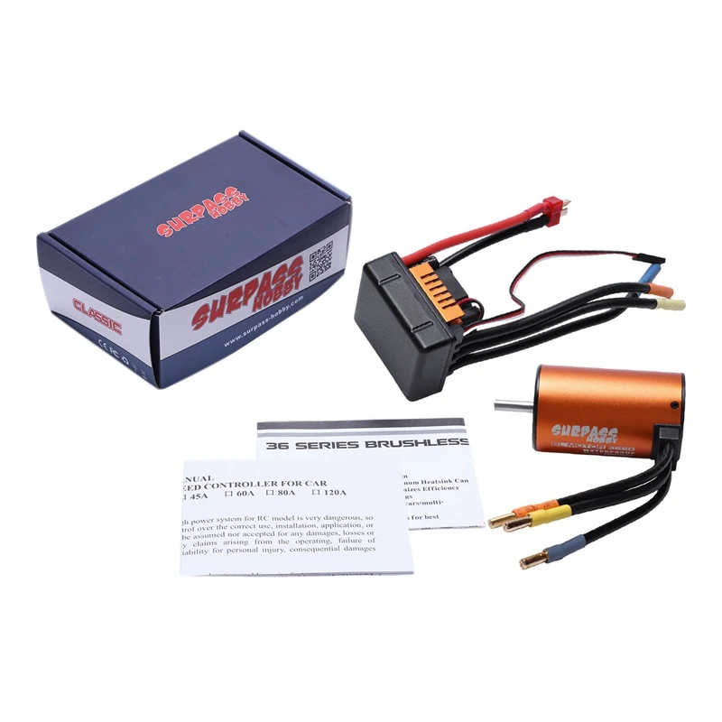 SURPASS HOBBY 3660 3800Kv Бессенсорный бесщеточный двигатель с 80A Esc для 1/10 Rc автомобилей