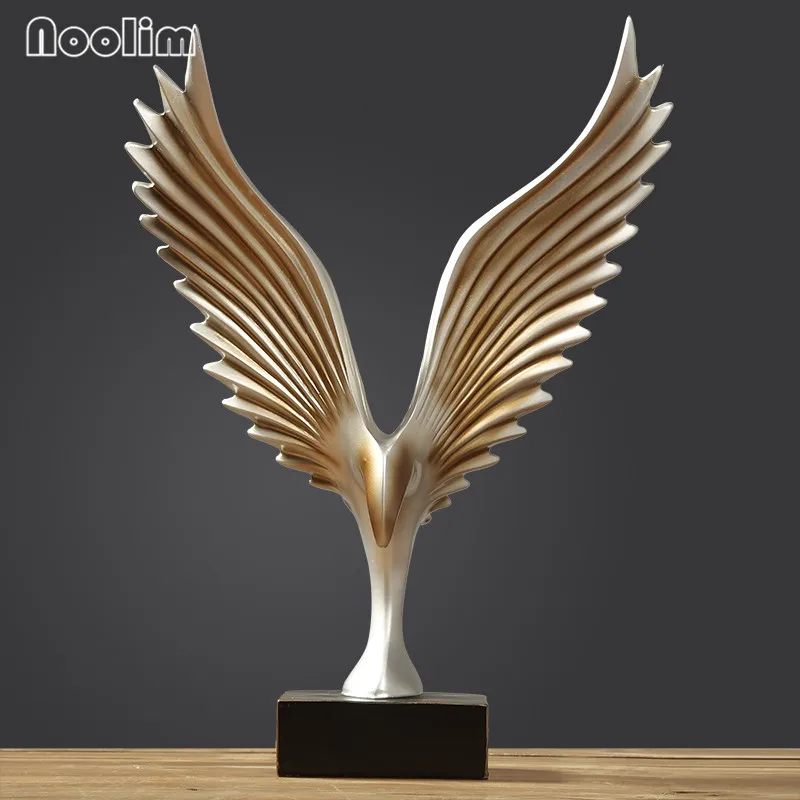Европейские абстрактные золотые крылья фигурки Смола украшения креативные крылья статуя Ретро офисные настольные ремесла украшения дома подарок