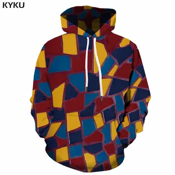 

KYKU Brand Graffiti Sweatshirts men Psychedelic Hooded Casual Abstract Hoody Anime Colorful 3d Printed Geometric Hoodie Print