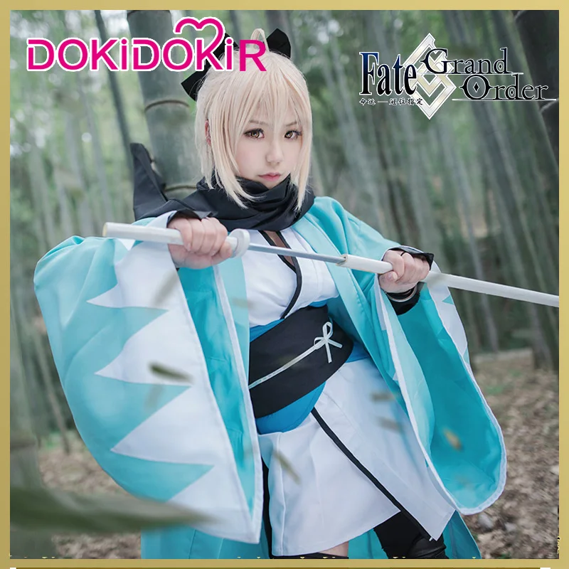DokiDoki-R Fate Косплей Okita Souji Fate/большой заказ костюм женский синий белый |