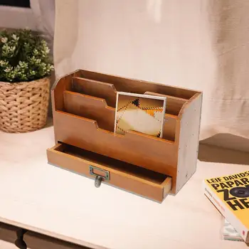 

Wooden Office Document Letter Rack Storage Holder Grid Card Desktop Wall Mounted For Home Storage Supplies