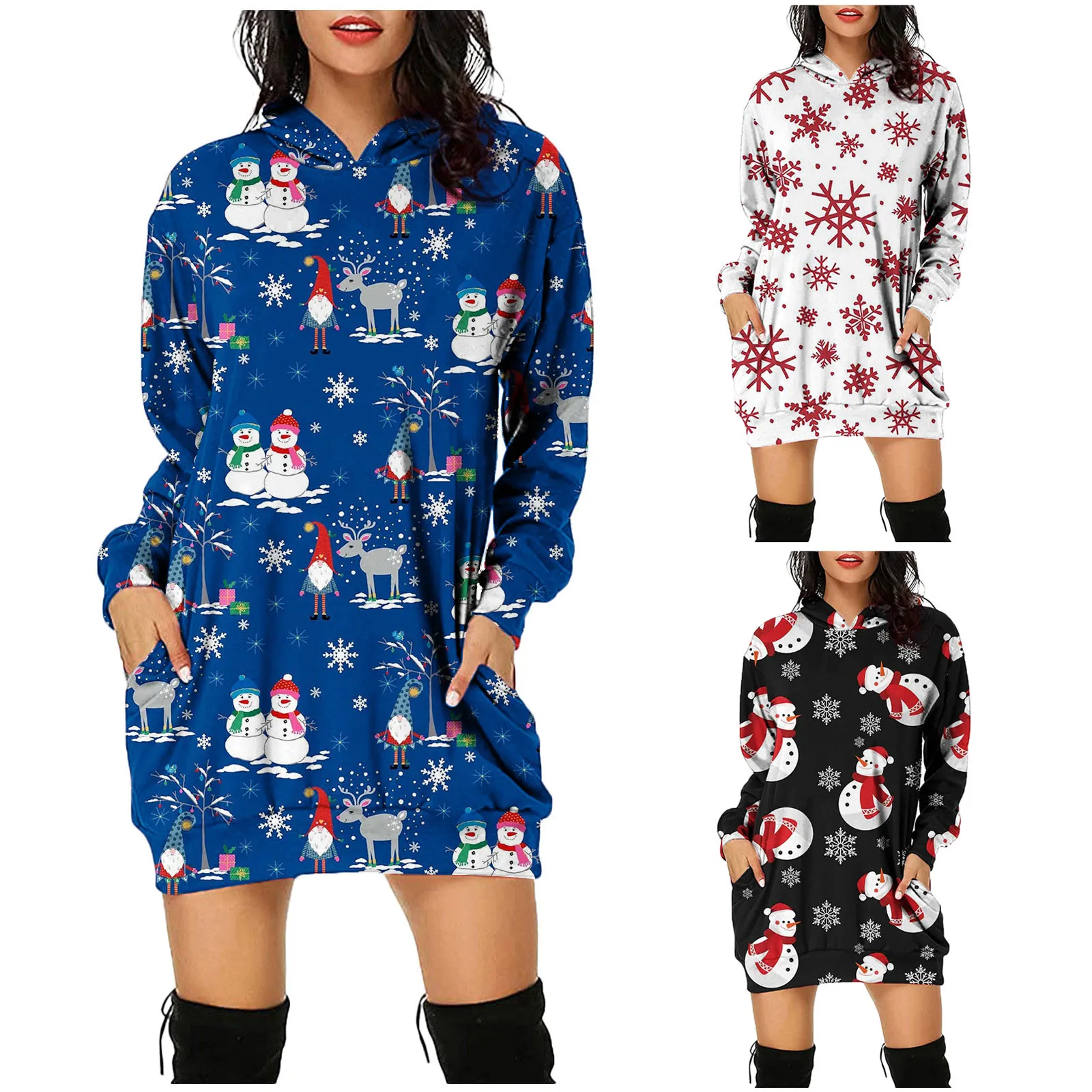 Christmas 2021 Women Fashion Christmas Hoodie Bag Hip Pocket Print ...