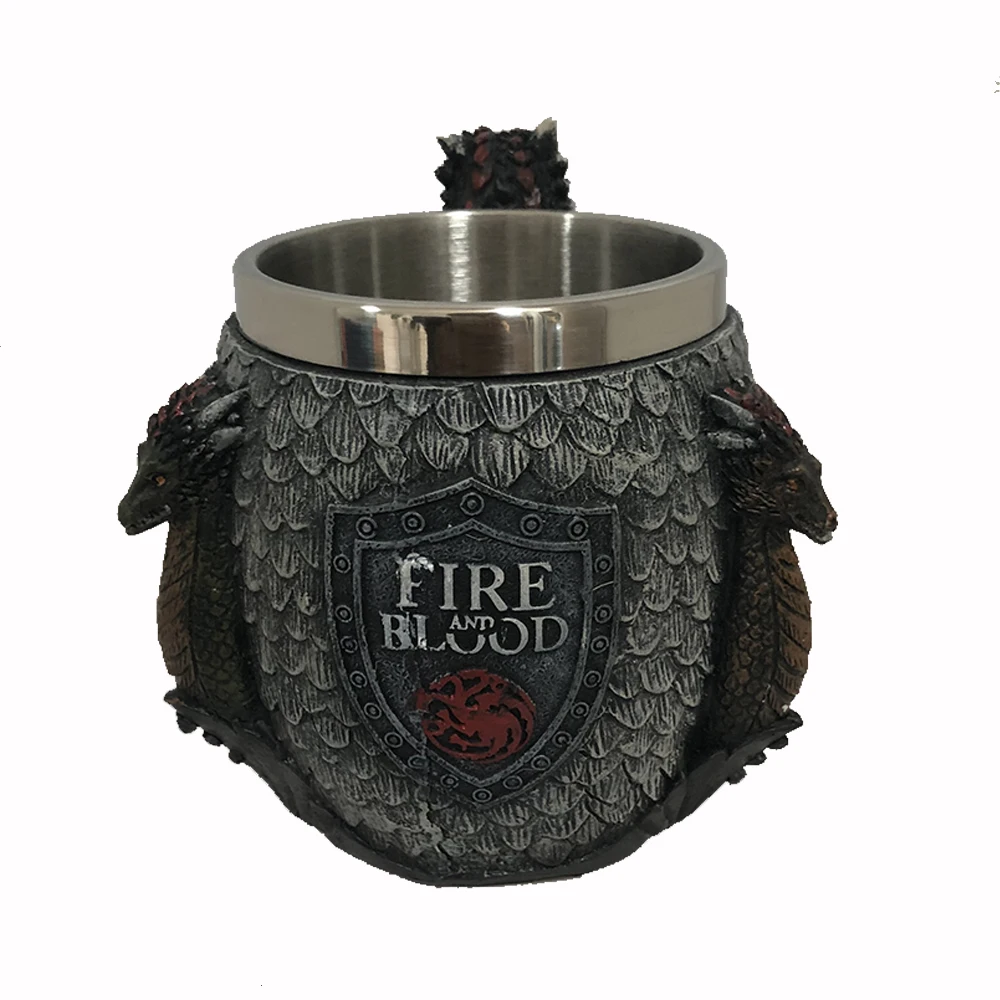 Игра престолов кружки Дракон огня и крови из нержавеющей стали смолы 3D пивная кружка кофе чашка бокал Рождественский подарок
