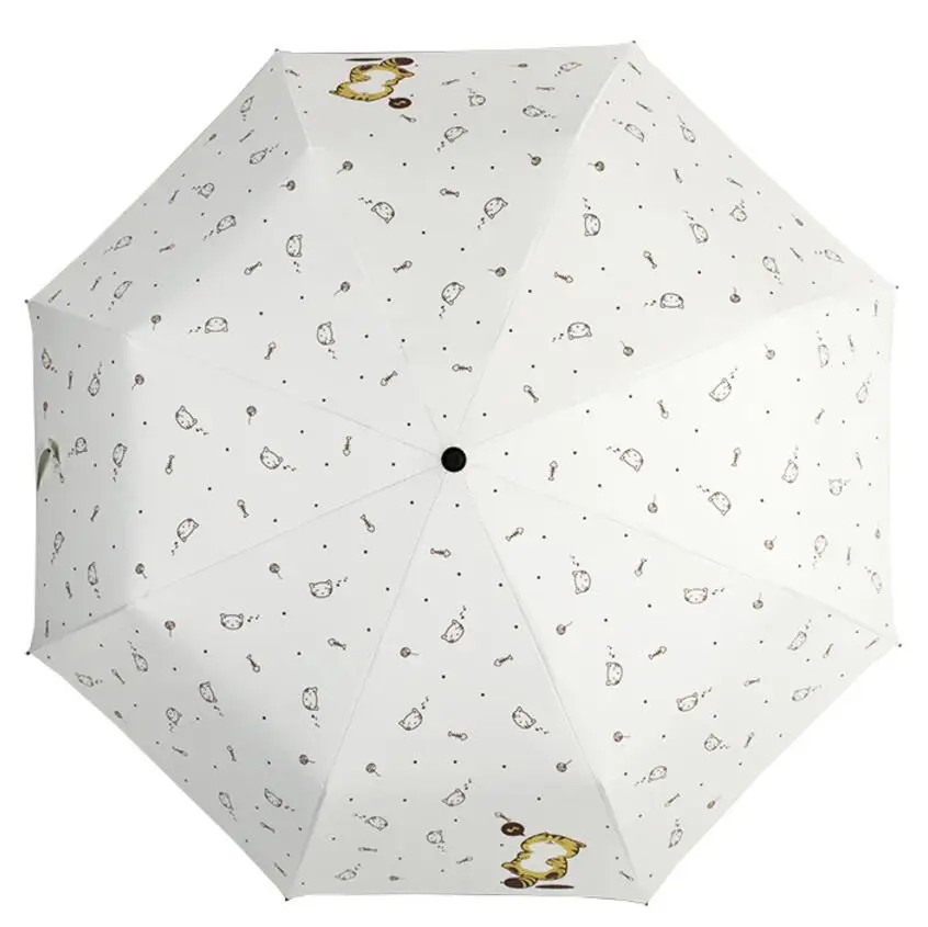 

Summer Cute Little Fat Cat Umbrella 4 Colors can choose Sun Parasols UV Protection Women 3 Folding Black Coating Umbrella Kids