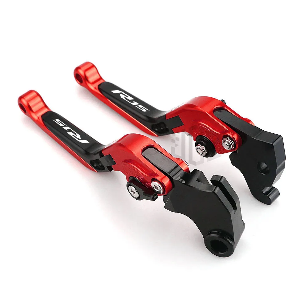 Red 2pcs Motorcycle Brake Handle Lever CNC Aluminum Clutch Brake Levers Modified for YAMAHA YZF R15 V3 2013 - Цвет: Red