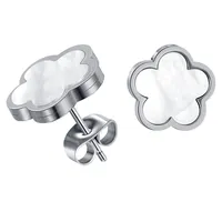 Poxam luxo elegante branco concha flor brincos para mulheres brincos de aço inoxidável 2021 jóias nova moda acessórios presentes
