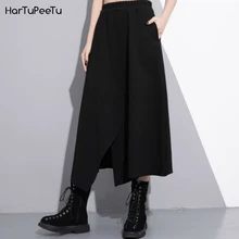 Women Maxi Skirt High Waist A Line Long Front Slit Darkness Black Half Body Wear Irregular Split Fashion Tide 2020 Women Maxi Skirt High Waist A Line Long Front Slit Darkness Black Half Body Wear Irregular Split Fashion Tide 2020