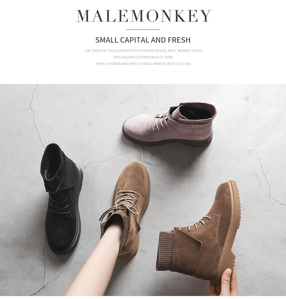 MALEMONKEY/Роскошные брендовые дизайнерские туфли; Новинка года; модная женская обувь; ботильоны martin из натуральной кожи; зимняя женская обувь