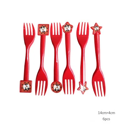 6pcs Forks Микки Маус тема посуда для детей день рождения украшения, товары для вечеринки мальчик семья хороший друг одноразовая посуда Вечерние - Цвет: 6pcs Forks