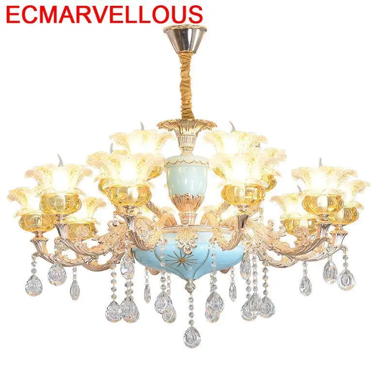 Промышленная лампа европейская светодиодный подвесной светильник с кристаллами