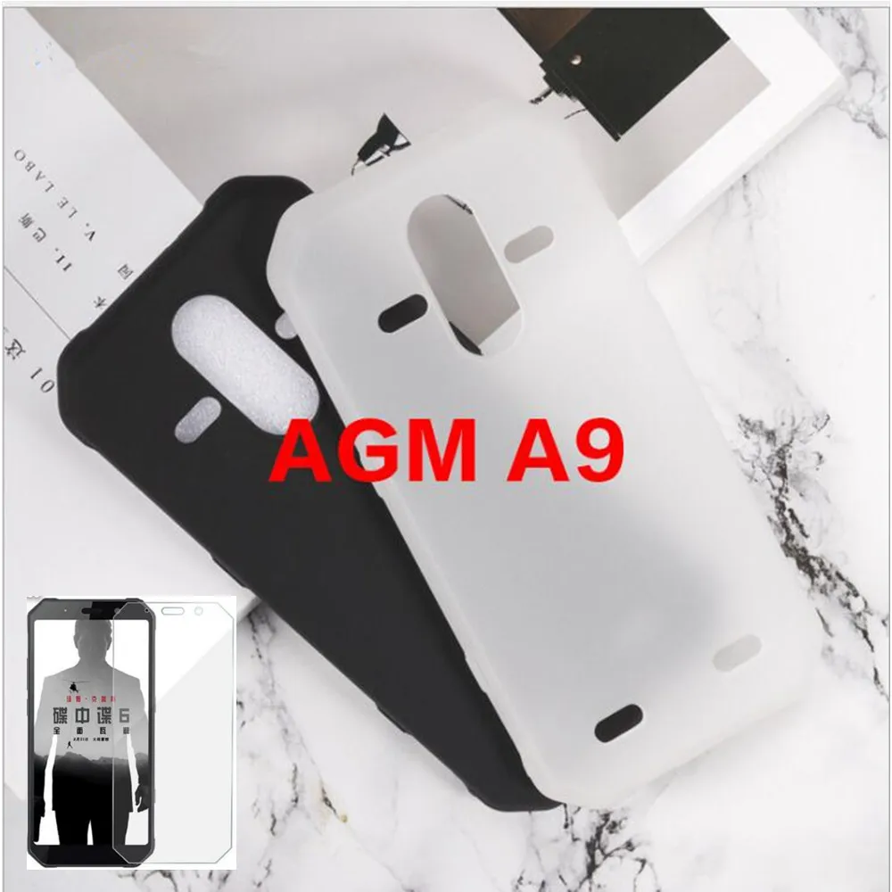 

For AGM A9 Case Cover + Screen Protector Tempered Glass Protective Film For AGM H1